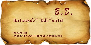Balaskó Dévald névjegykártya